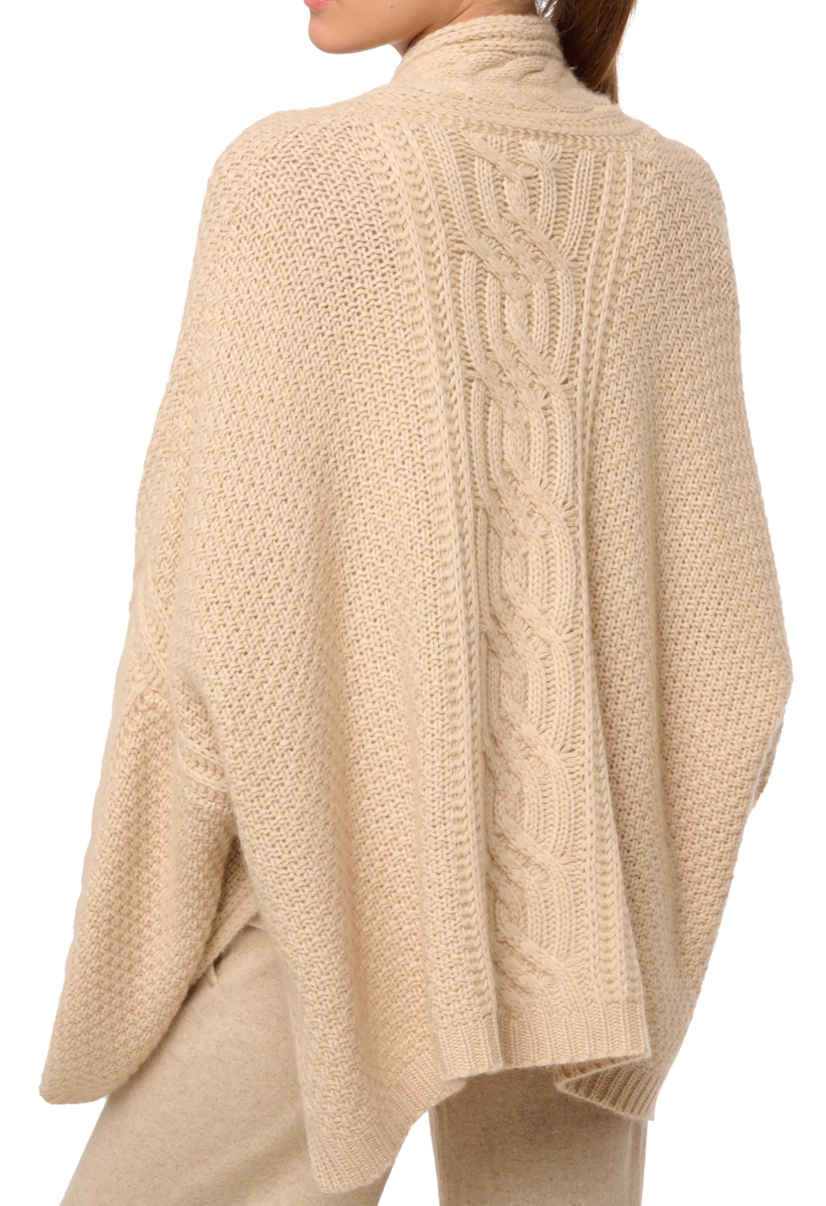 Balldiri 100% Kaschmir Damen Jacke Kimono Strickjacke Zopfmuster 12-fädig - Balldiri & Windhound