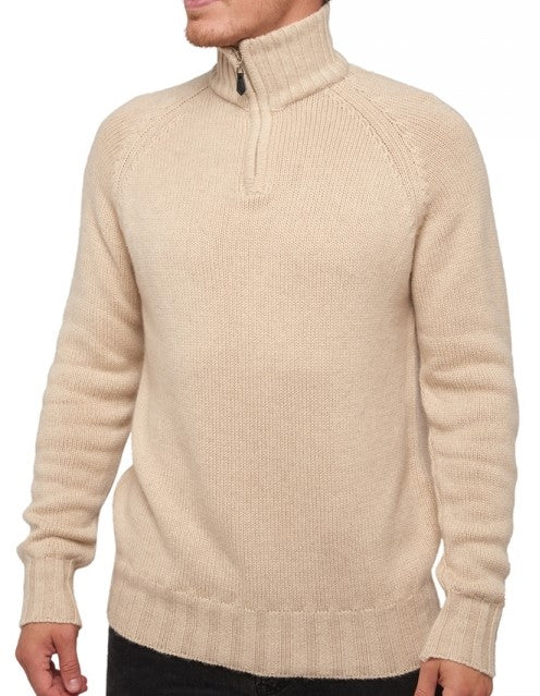 Balldiri 100% Kaschmir Herren Pullover Troyer Langarm Kontrastkragen 8-fädig - Balldiri & Windhound