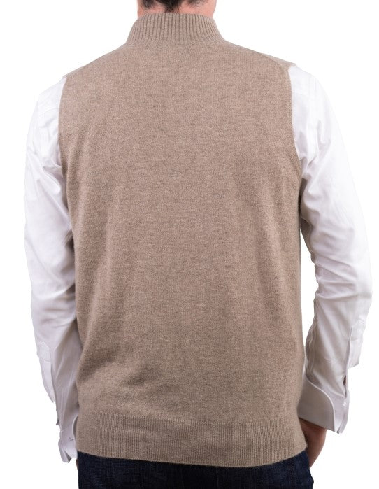 Balldiri 100%  Kaschmir Herren Pullover Pullunder ärmellos mit Zipper 2-fädig - Balldiri & Windhound
