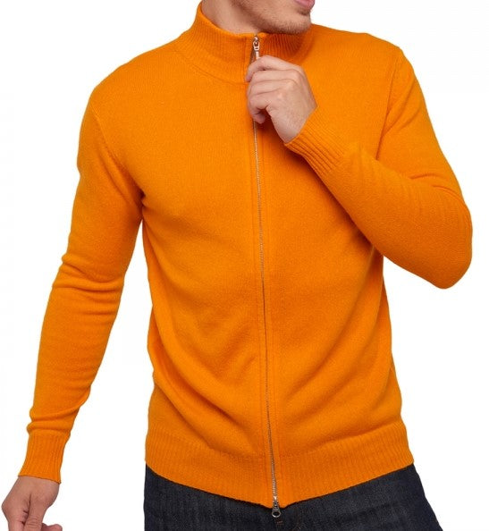 Balldiri 100% Kaschmir Herren langarm Strickjacke mit Reißverschluß 2-fädig - Balldiri & Windhound