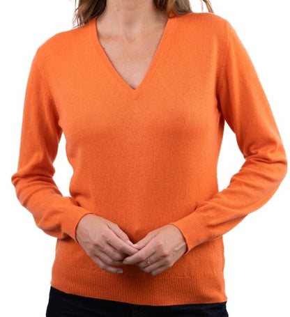 Balldiri 100% Kaschmir Damen Pullover V-Ausschnitt mit Bündchen 2-fädig - Balldiri & Windhound