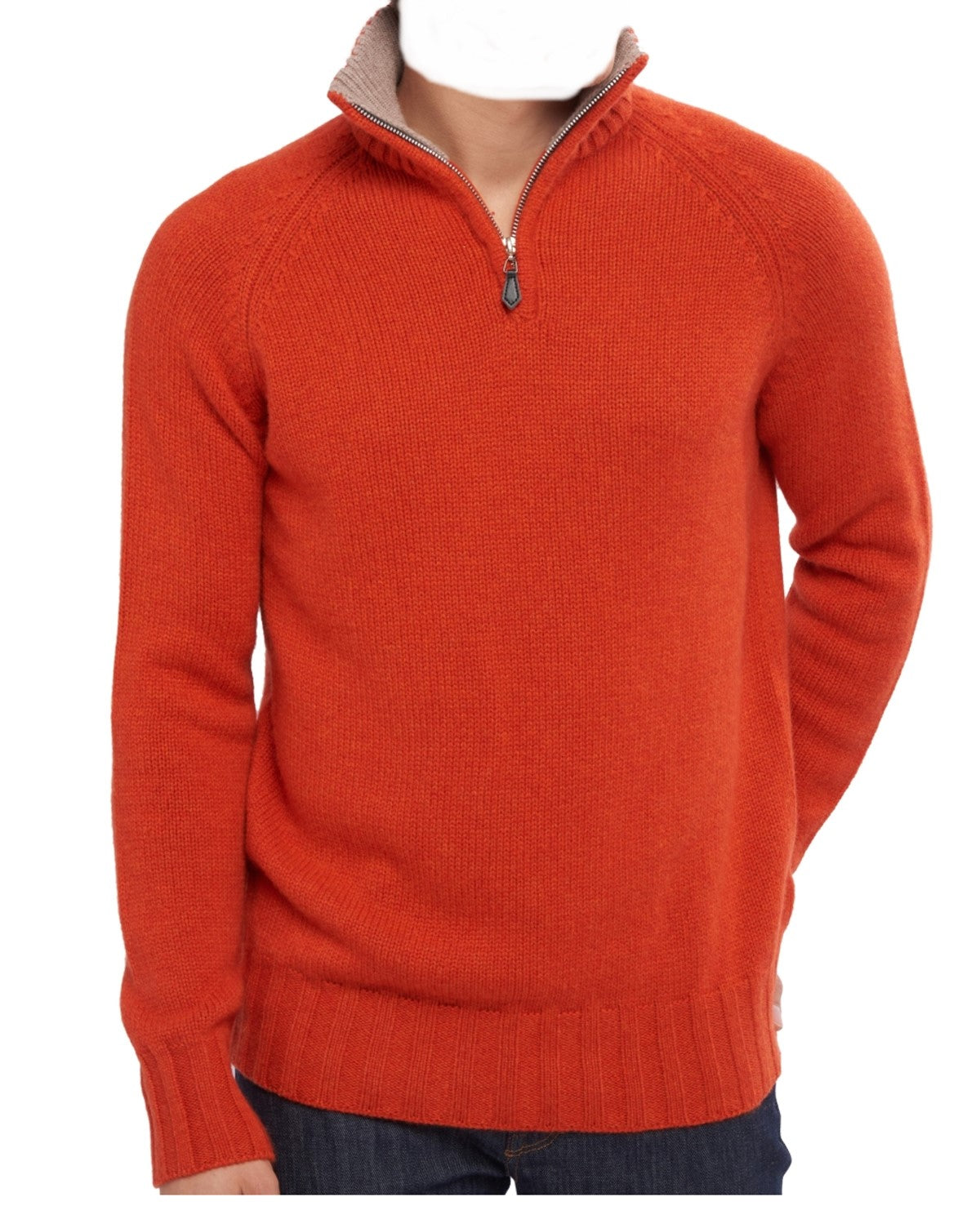 Balldiri 100% Kaschmir Herren Pullover Troyer Langarm Kontrastkragen 8-fädig - Balldiri & Windhound