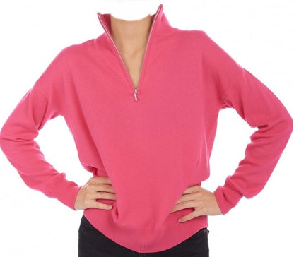 Balldiri 100% Kaschmir Damen langarm Pullover Troyer Polo 2-fädig - Balldiri & Windhound