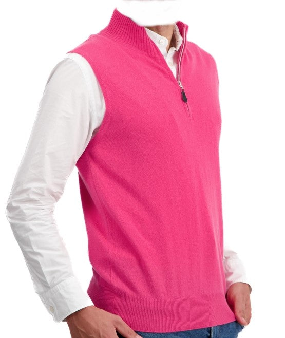 Balldiri 100%  Kaschmir Herren Pullover Pullunder ärmellos mit Zipper 2-fädig - Balldiri & Windhound