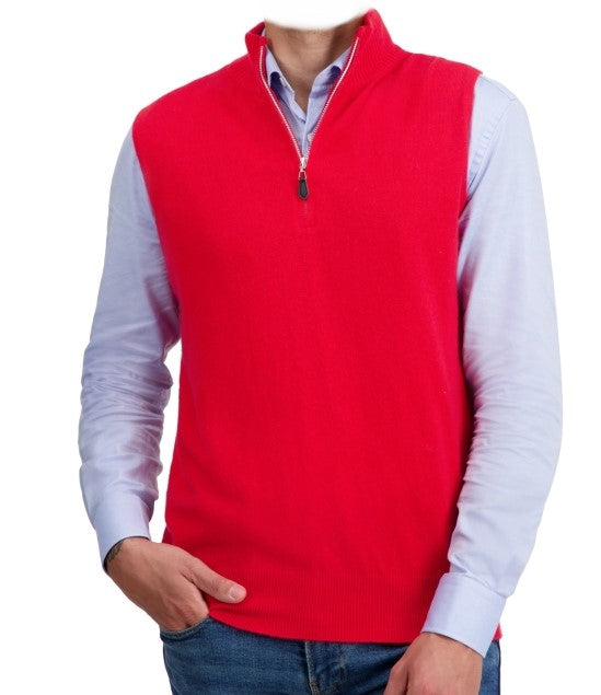 Balldiri 100%  Kaschmir Herren Pullover Pullunder ärmellos mit Zipper 2-fädig - Balldiri & Windhound