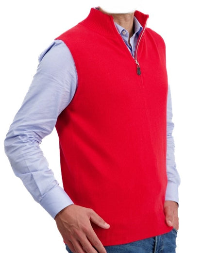 Balldiri 100%  Kaschmir Herren Pullover Pullunder ärmellos mit Zipper 2-fädig - Balldiri & Windhound