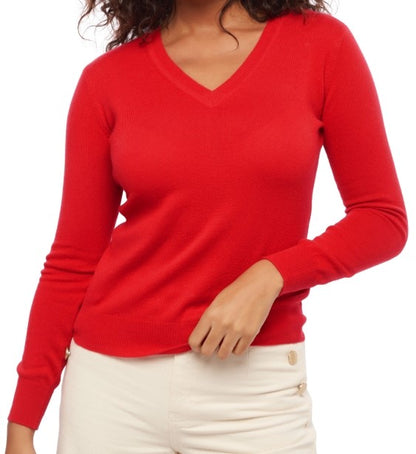 Balldiri 100% Kaschmir Damen Pullover V-Ausschnitt mit Bündchen 2-fädig - Balldiri & Windhound