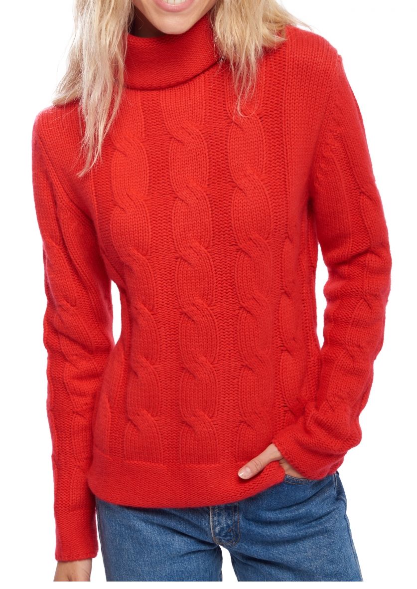 Balldiri 100% Kaschmir Damen Pullover Langarm Rollkragen Zopfmuster 12-fädig - Balldiri & Windhound