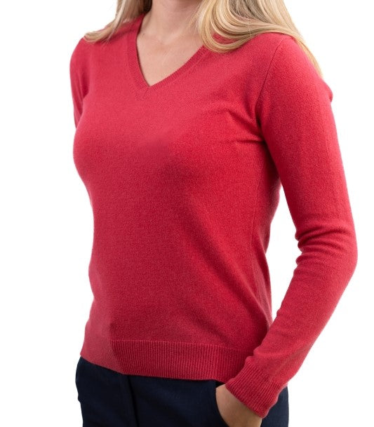 Balldiri 100% Kaschmir Damen Pullover V-Ausschnitt mit Bündchen 2-fädig - Balldiri & Windhound