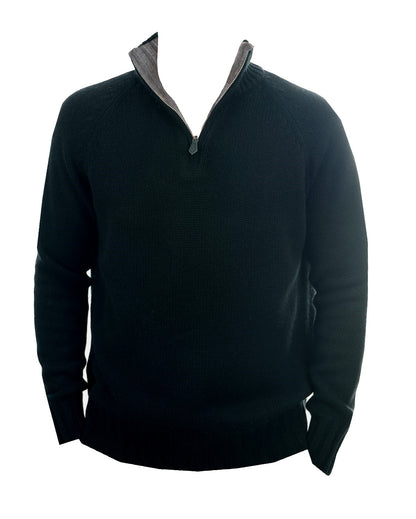 Balldiri 100% Kaschmir Herren Pullover Troyer Langarm Kontrastkragen 8-fädig - Balldiri & Windhound