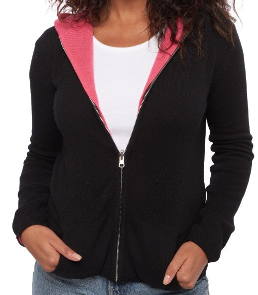 Balldiri 100% Kaschmir Damen Langarm Wendejacke mit Kapuze 4-fädig - Balldiri & Windhound