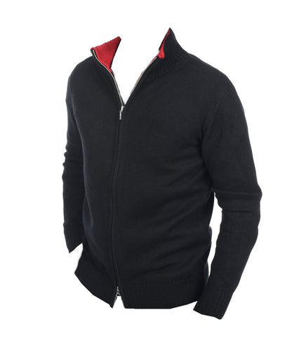 Balldiri 100% Kaschmir Herren Langarm Strickjacke mit kleinem Kragen 4-fädig - Balldiri & Windhound