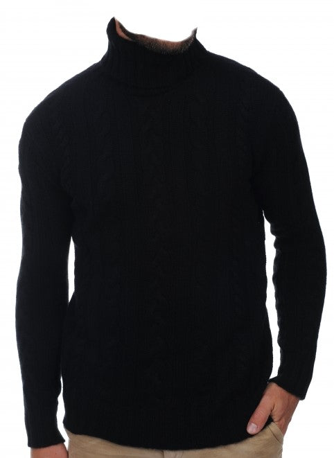 Balldiri 100% Kaschmir Herren Langarm Rollkragen Zopf Pullover 10-fädig - Balldiri & Windhound