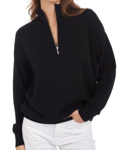 Balldiri 100% Kaschmir Damen langarm Pullover Troyer Polo 2-fädig - Balldiri & Windhound