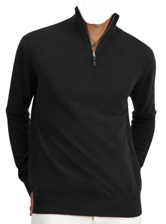 Balldiri 100% Kaschmir Herren Langarm Pullover Troyer 2-fädig - Balldiri & Windhound