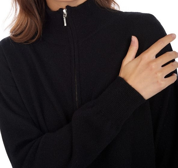 Balldiri 100% Kaschmir Damen langarm Pullover Troyer Polo 2-fädig - Balldiri & Windhound