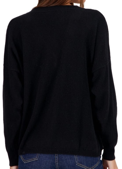 Balldiri 100%  Kaschmir Damen langarm Pullover V-Ausschnitt mit Bund 2-fädig - Balldiri & Windhound