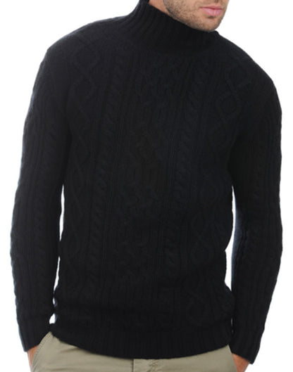Balldiri 100% Kaschmir Herren Langarm Pullover Zopf mit Stehkragen 10-fädig - Balldiri & Windhound