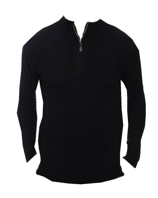 Balldiri 100% Kaschmir Herren Troyer 2-fädig schwarz M