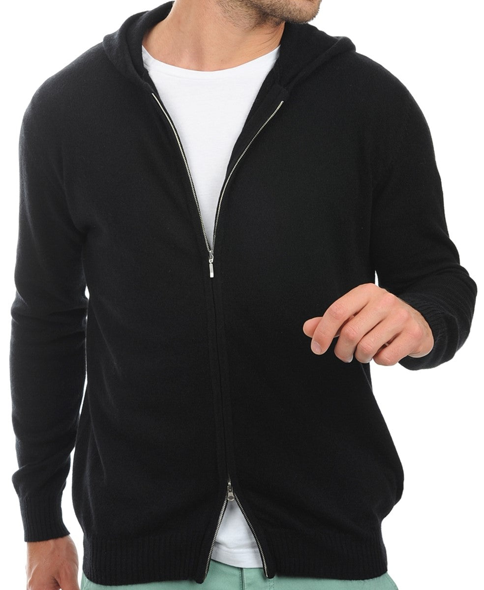 Balldiri 100% Kaschmir Herren Langarm Strickjacke mit Kapuzenhals 2-fädig - Balldiri & Windhound