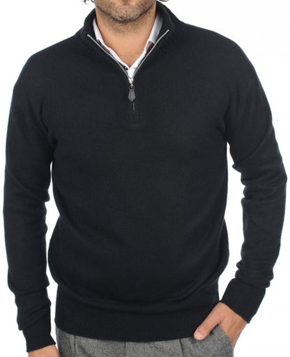 Balldiri 100% Kaschmir Herren Langarm Pullover Troyer 4-fädig - Balldiri & Windhound