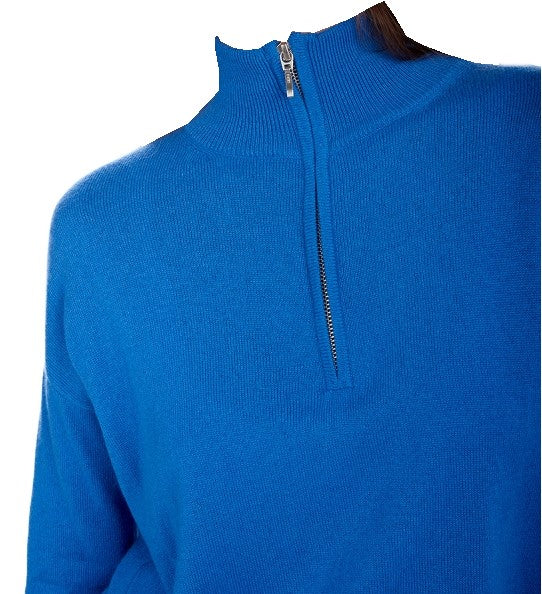Balldiri 100% Kaschmir Damen langarm Pullover Troyer Polo 2-fädig - Balldiri & Windhound