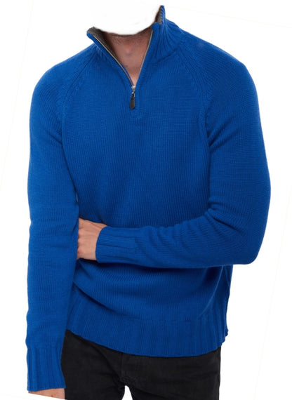 Balldiri 100% Kaschmir Herren Pullover Troyer Langarm Kontrastkragen 8-fädig - Balldiri & Windhound