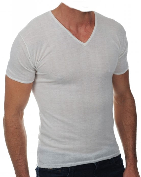 Balldiri 100% Kaschmir Herren kurzarm T-Shirt mit V-Ausschnitt 2-fädig - Balldiri & Windhound