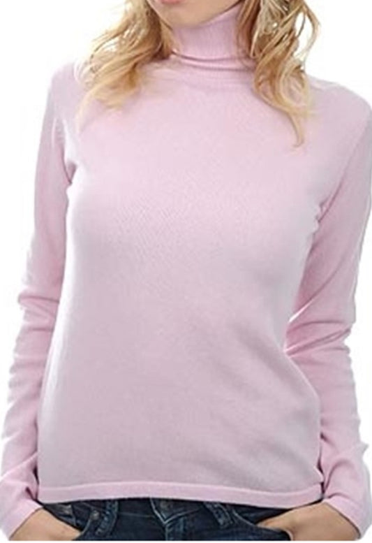 Balldiri 100% Kaschmir Pullover Damen Rollkragen 2-fädig zartrosa S - Balldiri & Windhound