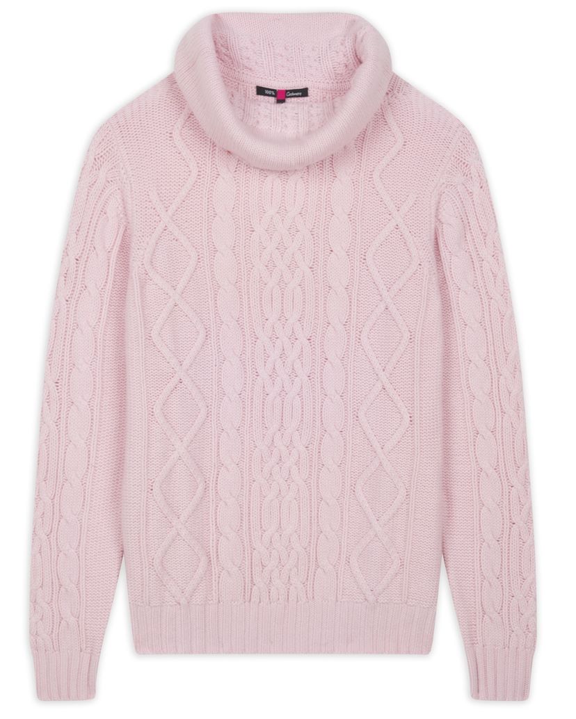 Balldiri 100% Kaschmir Damen  Pullover Rollkragen Zopfmuster 10-fädig - Balldiri & Windhound